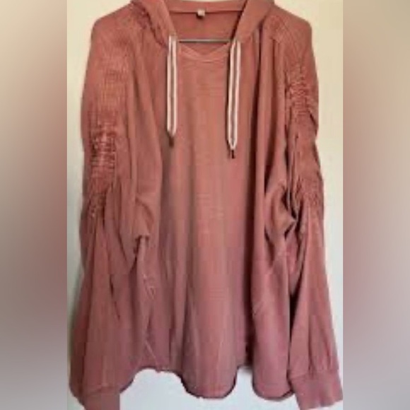 Free People Tops - Free People Movement Blush Pink Slouchy Hooded Sweatshirt NWOT